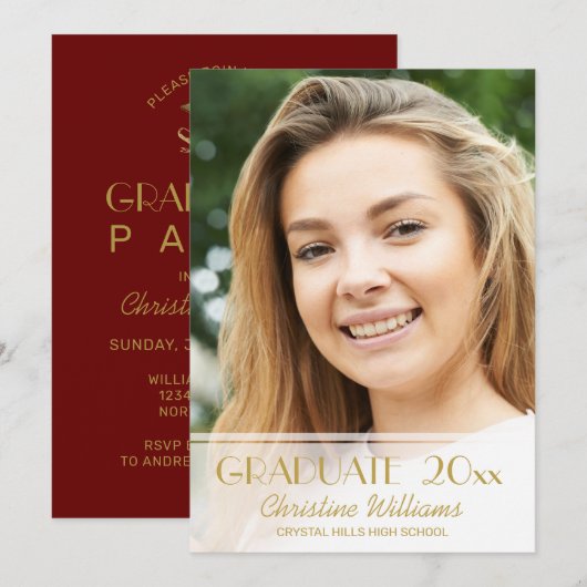 Afstuderen Foto Red Gold Script 2023 Afstudeerder Kaart (Voorkant / Achterkant)