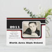 Afstuderen foto/ rode streep kaart (Staand voorkant)