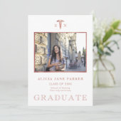 Afstuderen foto roos goud aankondiging (Staand voorkant)