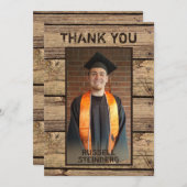 Afstuderen Foto Rustic Country Wood Dank je Bedankkaart (Voorkant / Achterkant)