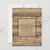 Afstuderen Foto Rustic Country Wood Dank je Bedankkaart (Achterkant)