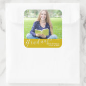 Afstuderen foto Schattigee Klasse van 2024 Afstude Vierkante Sticker (Tas)