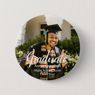 Afstuderen Foto School Naam Klasse Jaar Afstuderen Ronde Button 5,7 Cm