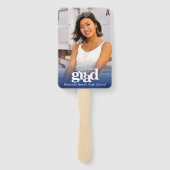 Afstuderen foto simpele moderne marineblauwe keeps handwaaier (Achterkant)