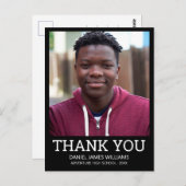 Afstuderen Foto Simple Black Hartelijk dank Briefkaart (Voorkant / Achterkant)