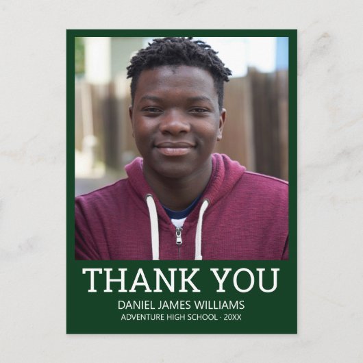 Afstuderen Foto Simple Green Dank u Briefkaart (Voorkant)