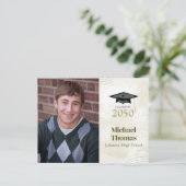 Afstuderen Foto Simple Minimalist Mortar Board Briefkaart (Staand voorkant)