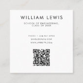 Afstuderen foto-student Modern Minimalist QR-code Vierkante Visitekaartje (Achterkant)