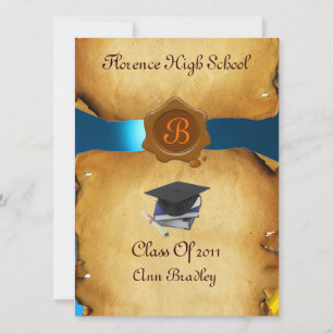AFSTUDEREN FOTO-TEMPLATE PARCHMENT Blue Wax Seal Kaart