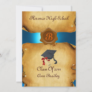 AFSTUDEREN FOTO-TEMPLATE PARCHMENT Blue Wax Seal Kaart