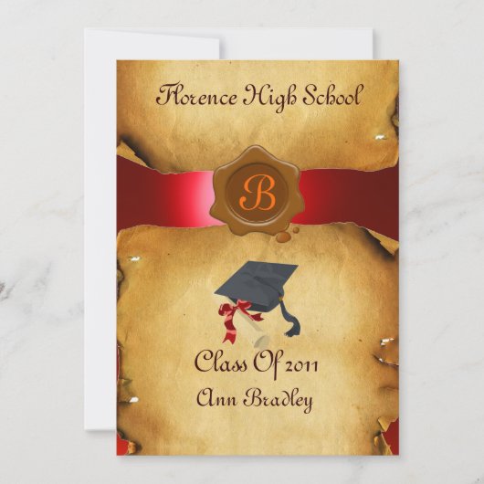 AFSTUDEREN FOTO TEMPLATE PARCHMENT Red Wax Seal Kaart (Voorkant)