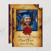 AFSTUDEREN FOTO TEMPLATE PARCHMENT Red Wax Seal Kaart (Voorkant / Achterkant)