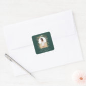 Afstuderen foto terracotta botanische groene squ vierkante sticker (Envelop)