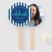 Afstuderen foto turquoise script navy keepomwille handwaaier (Voorkant en achterkant)