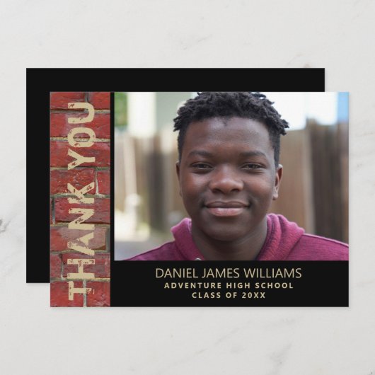 Afstuderen Foto Urban Red Brick Hartelijk dank Bedankkaart (Voorkant / Achterkant)