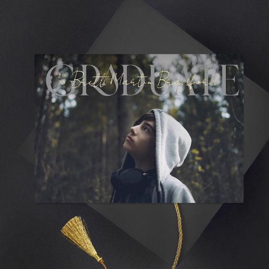 Afstuderen foto van het Serif Afstuderen Folie Uitnodiging