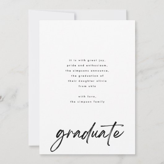 Afstuderen foto van High School Aankondiging (Achterkant)