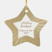 Afstuderen foto van Shimmery Gold Pattern Lijst Keramisch Ornament (Achterkant)