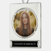 Afstuderen Foto Verzilverd Banner Ornament (Links)