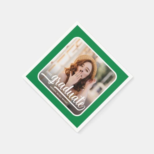 Afstuderen foto vet script groen servet (Hoek)