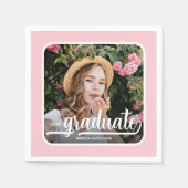 Afstuderen foto vet script roze servet (Voorkant)