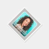 Afstuderen foto vetgedrukt script Silver Grey Servet (Hoek)