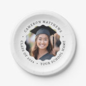 Afstuderen foto wit golvende rand afstuderen papieren bordje (Voorkant)