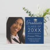 Afstuderen Foto Zilver Pet Script 2025 Royal Blue Aankondiging (Staand voorkant)