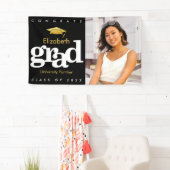 Afstuderen foto zwart goud pet simpel gedurfd spandoek (Insitu)