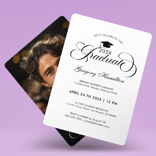 Afstuderen Foto Zwart Wit Script Typografie Kaart