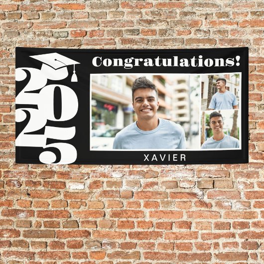 Afstuderen foto zwart-wit spandoek