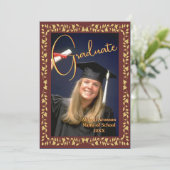 Afstuderen Fotoaankondiging Maroon en Gold Ivy Kaart (Staand voorkant)