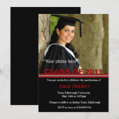 Afstuderen Fotoaankondiging rood en zwart Kaart (Voorkant / Achterkant)