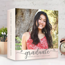 Afstuderen Fotoalbum roze Rose Gold Script Heart