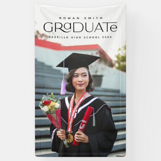 Afstuderen fotobanner spandoek (Verticaal)