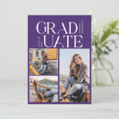 Afstuderen Fotocollage Paarse Afstuderen Aankondiging (Staand voorkant)