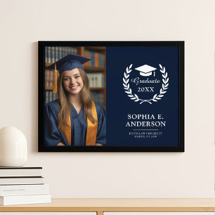Afstuderen Fotodisplay Navy Blue Wall Keepsake Foto Afdruk