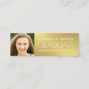 Afstuderen Fotokaart Meisjes Faux Gold Foil Contactkaartje