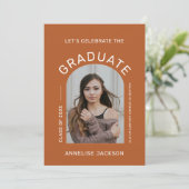 Afstuderen fotominimalistische graduatie party kaart (Staand voorkant)