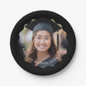 Afstuderen fotonaam Black Wavy Border afstuderen Papieren Bordje (Voorkant)