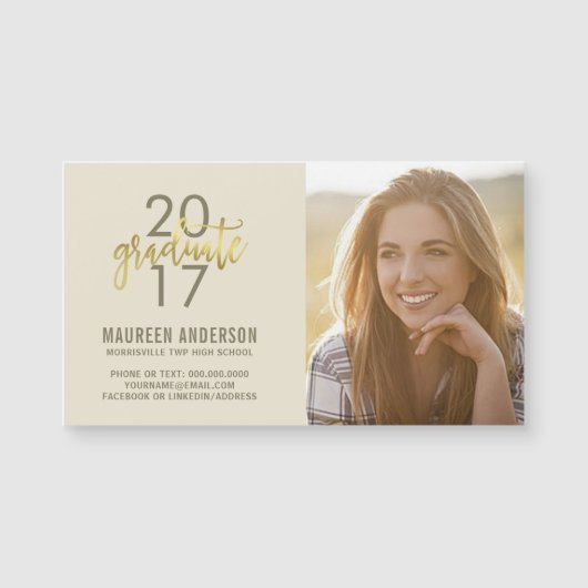Afstuderen Fotonaam Kaarten Faux Gold Afstudeerder (Voorkant)