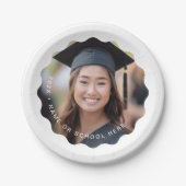 Afstuderen fotonaam White Wavy Border afstuderen Papieren Bordje (Voorkant)