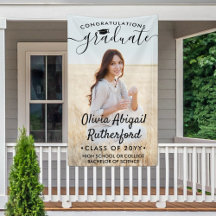 Afstuderen foto's en elegant zwart script, lesjaar