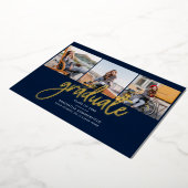 Afstuderen Foto's Navy Blue Gold Foil Aankondiging (Gedraaid)