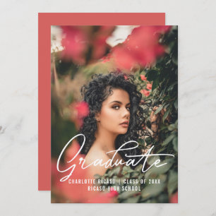 Afstuderen Fotosjabloon Aangepast roze Kaart
