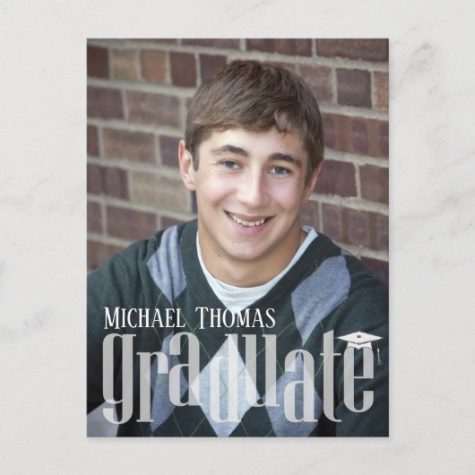 Afstuderen Fotouitnodiging Eenvoudig Aangepast Briefkaart (Voorkant)