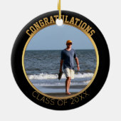 Afstuderen fotoversiering | Zwart-gouden keepalk Keramisch Ornament (Achterkant)