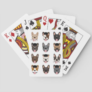 Afstuderen French Bulldog Faces Pokerkaarten