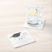 Afstuderen Fun Fees Afstudeerder Pet Aangepast Vierkante Kartonnen Onderzetter (Insitu)