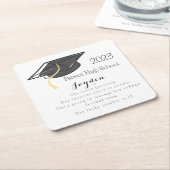 Afstuderen Fun Fees Afstudeerder Pet Aangepast Vierkante Kartonnen Onderzetter (Schuin)